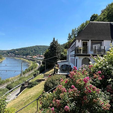 Saechsische-Schweiz-Ferienhaus-Wohnung-1-Mit-Elbblick-Sauna-Und-Kamin 柯尼希施泰因易北 外观 照片